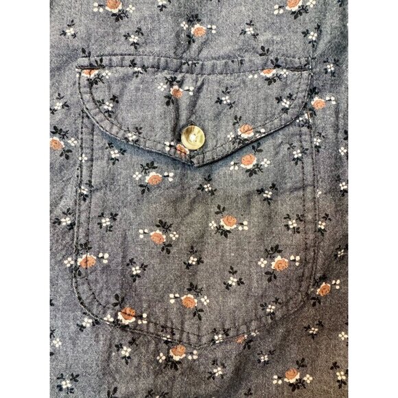 Urban Outfitters CPO PROVISIONS Gray Floral Long-Sleeve Button Down - Picture 2 of 7